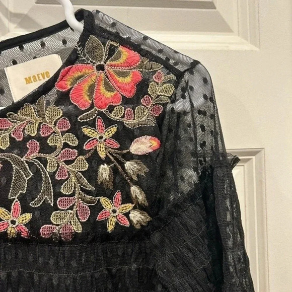 Anthropologie Maeve Samara mesh floral embroidered‎ dress size small - Picture 4 of 9